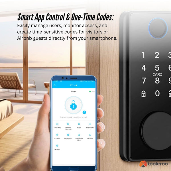 Tooleroo Digital Smart Door Lock Keypad 5 In 1 Home Entry Security System Smart Door Locks