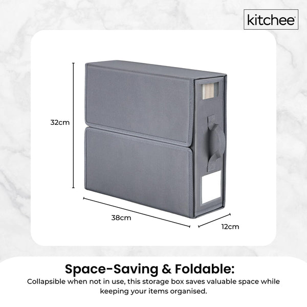 1X Kitchee Foldable Bed Sheet Storage Box Linen & Closet Organiser Grey Storage Boxes