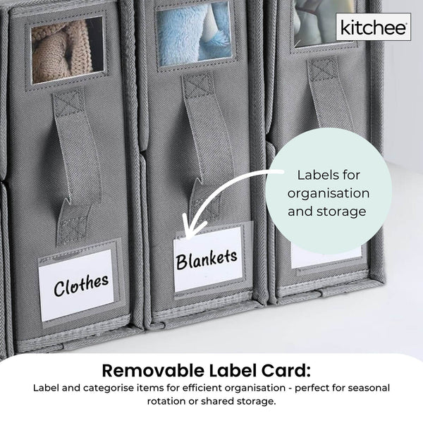 4X Kitchee Foldable Bed Sheet Storage Box – Linen & Closet Organiser Grey Storage Boxes