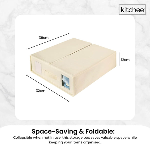 1Pc Kitchee Foldable Bed Sheet Storage Box Linen & Closet Organizer Beige Storage Boxes