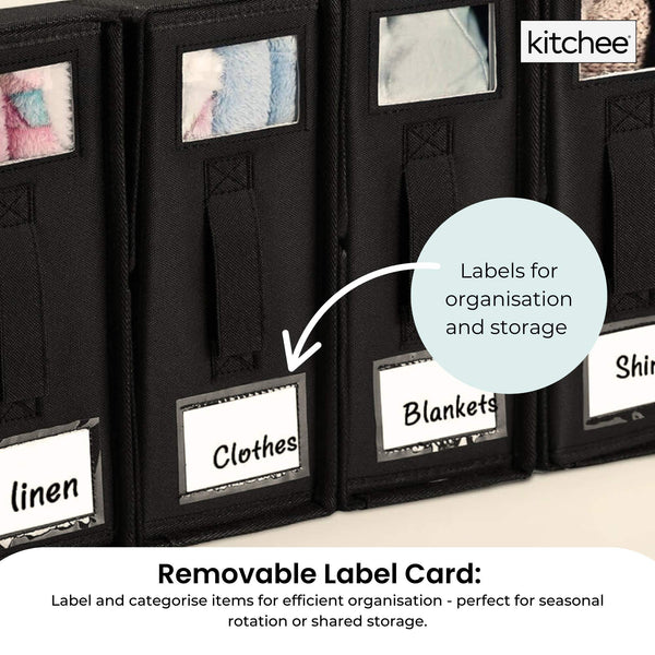 1Pc Kitchee Foldable Bed Sheet Storage Box Linen & Closet Organizer Black Storage Boxes