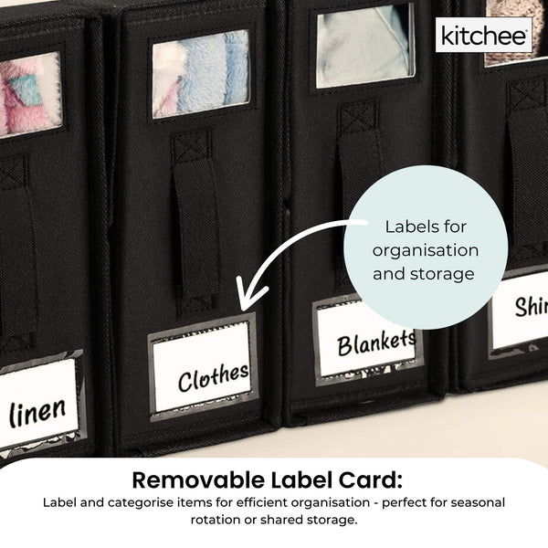 4X Kitchee Foldable Bed Sheet Storage Box Linen & Closet Organiser Black Storage Boxes