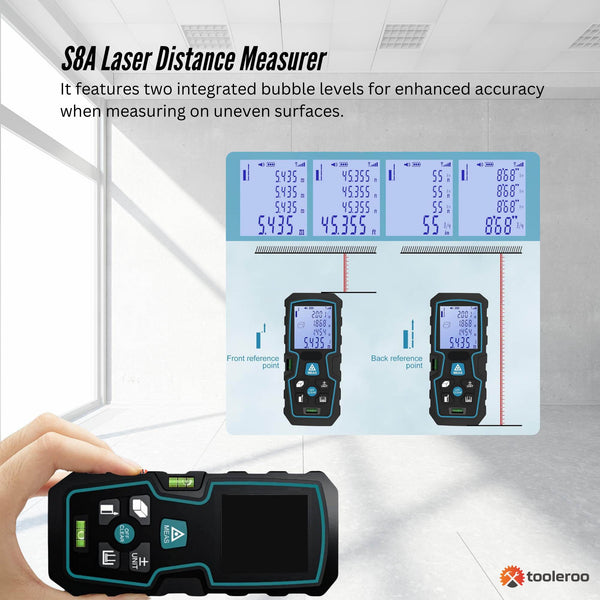 Tooleroo 100M Digital Laser Distance Measurer Lcd Area Volume Meter Laser Measuring Tools