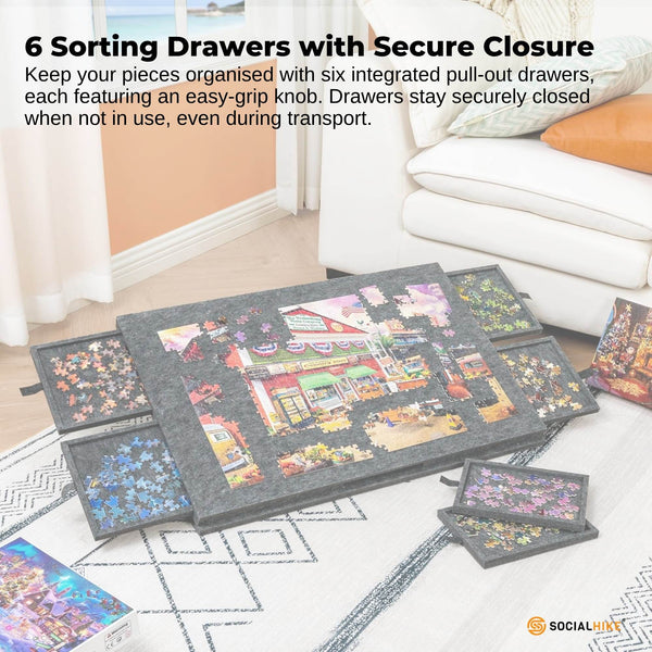 Social Hike Puzzle Felt Board 1000Pcs Folding Portable Stand Cover And Drawers Puzzles