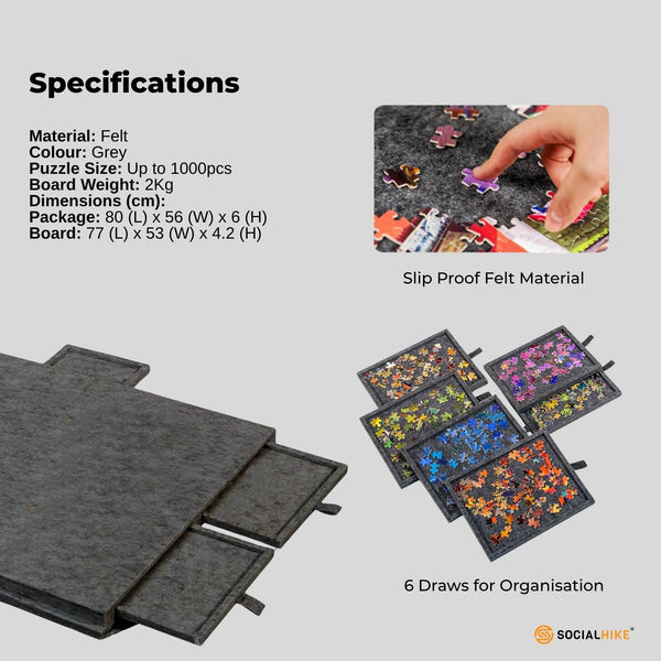 Social Hike Puzzle Felt Board 1000Pcs Folding Portable Stand Cover And Drawers Puzzles