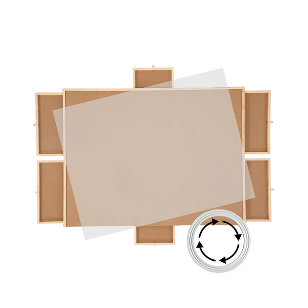 Social Hike 1500Pcs Puzzle Board 6 Drawer With Cover Wooden Rotating Tabletop Puzzles