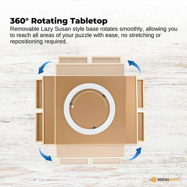 Social Hike 1500Pcs Puzzle Board 6 Drawer With Cover Wooden Rotating Tabletop Puzzles