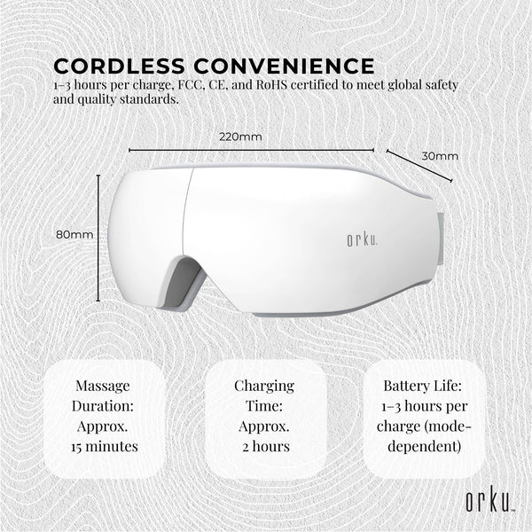 Orku Rechargeable Eye Massager Vibration Heat Pressure Therapy With Bluetooth Massagers