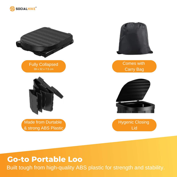 Social Hike Portable Folding Camping Toilet Outdoor Lightweight Compact Potty Portable Toilets & Accessories