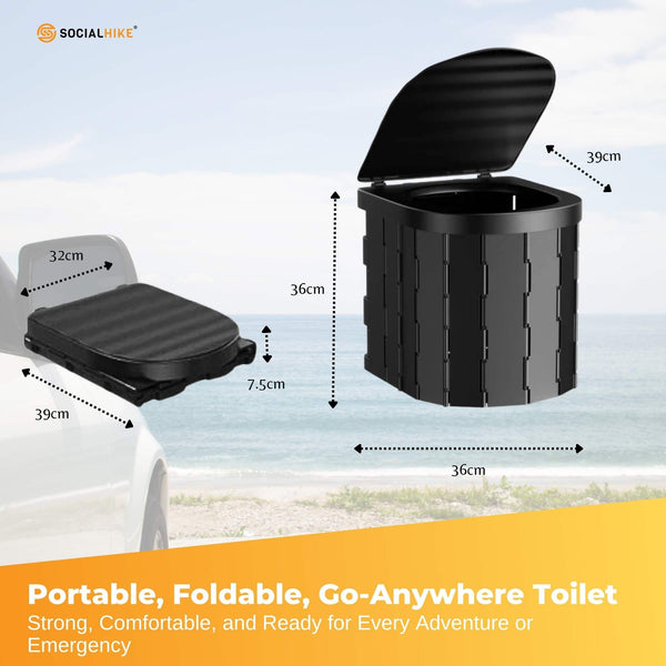 Social Hike Portable Folding Camping Toilet Outdoor Lightweight Compact Potty Portable Toilets & Accessories