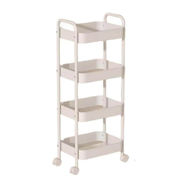 Kitchee 4 Tier Kitchen Storage Cart Trolley With Wheels Shelf Organiser White Kitchen Carts