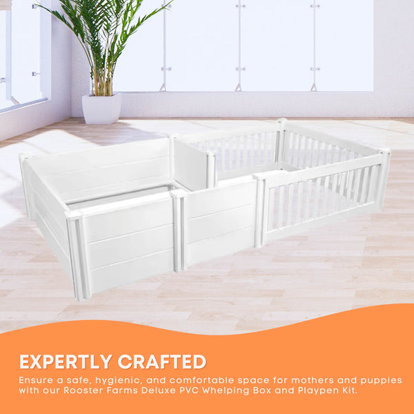 Rooster Farms Pvc Dog Whelping Box + Play Pen 1.9M X .95M 0.48M Birthing Kit Fences & Pens