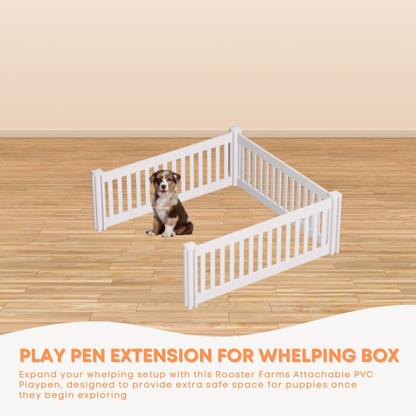Rooster Farms Pvc Dog Play Pen Extension For Whelping Box 95Cm X 48Cm Fences & Pens
