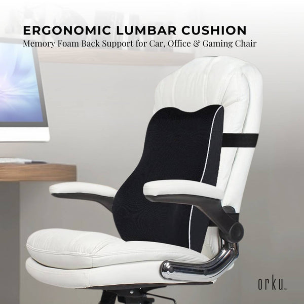Orku Ergonomic Lumbar Cushion Memory Foam Back Support Car Office Gaming Chair Orthotics Braces & Sleeves