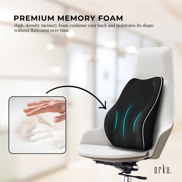 Orku Ergonomic Lumbar Cushion Memory Foam Back Support Car Office Gaming Chair Orthotics Braces & Sleeves