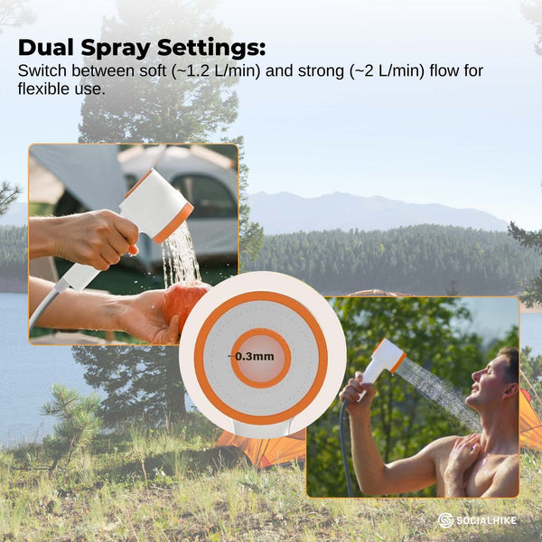 Social Hike Portable Camping Shower Head Outdoor Rechargeable Pump Led Light Shower Heads & Combos