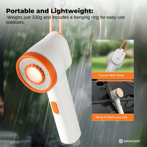 Social Hike Portable Camping Shower Head Outdoor Rechargeable Pump Led Light Shower Heads & Combos