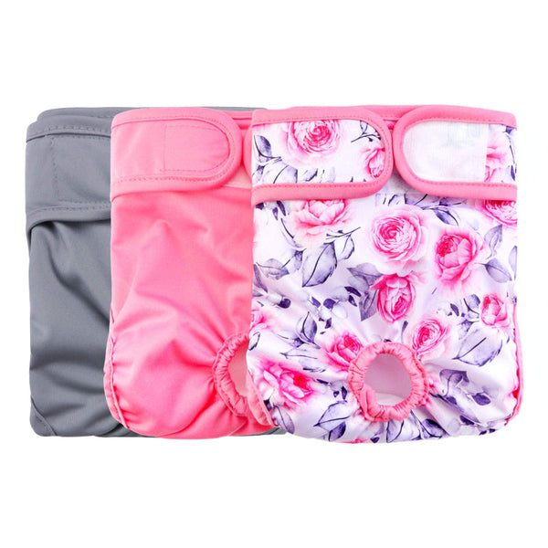 Rooster Farms X Small Female Dog Diapers 3 Pack Washable & Reusable Nappies Hook/Loop Dog Clothing & Shoes