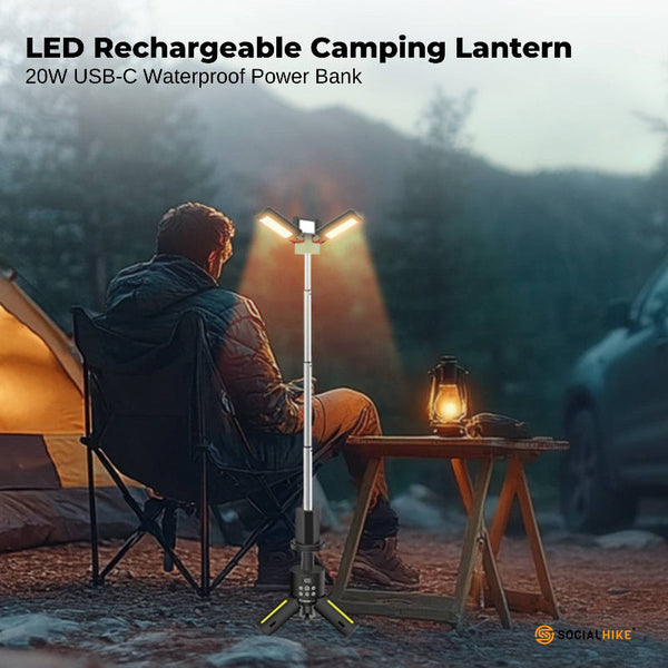 Social Hike Rechargeable Telescopic Camping Light Outdoor Led 20W Lantern Lanterns