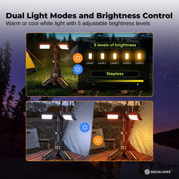 Social Hike Rechargeable Telescopic Camping Light Outdoor Led 20W Lantern Lanterns