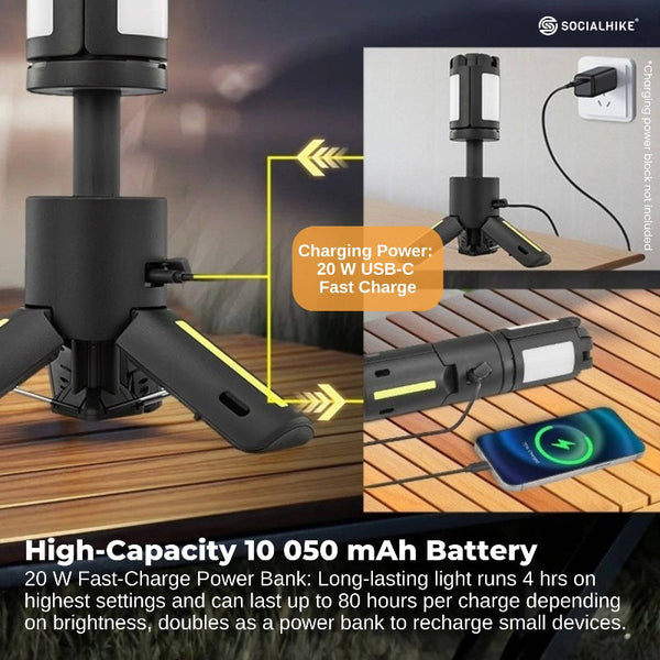 Social Hike Rechargeable Telescopic Camping Light Outdoor Led 20W Lantern Lanterns