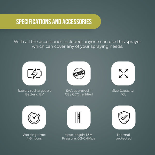 16L Rechargeable Backpack Pressure Sprayer Portable Electric Garden Weed Pump Weed Sprayers