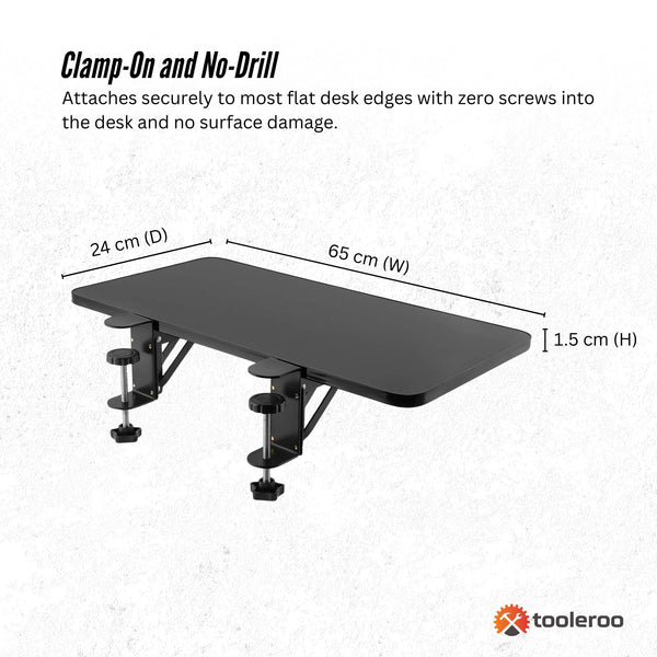 Tooleroo Folding Tray Desk Extender Clamp On Table Extension Shelf Black Home Office Desks