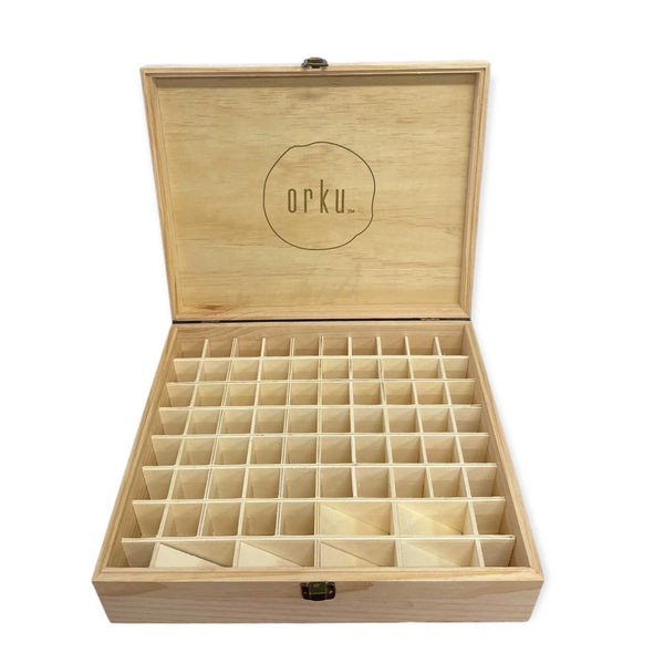 Orku 74 Slots Essential Oils Storage Box Wooden 1 Tier Bottle Holder Storage Boxes