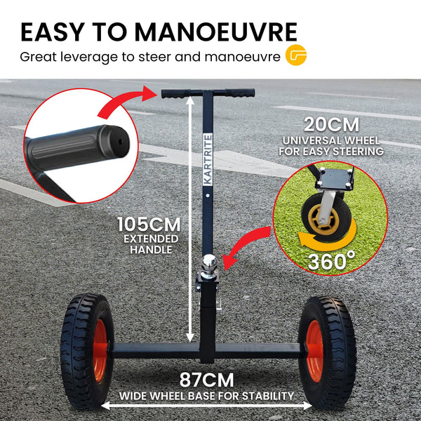 Kartrite 3 Wheel Adjustable Trailer Dolly Heavy Duty Caravan Mover 1000 Lbs Tongue Capacity Durable Transport Solution Workshop Dollies