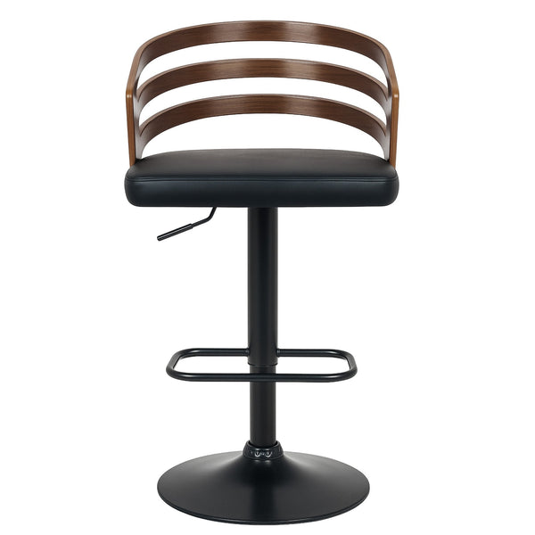 Sarantino Bentwood Walnut Barstool Leather Seat And Metal Base Benches Bar Stools