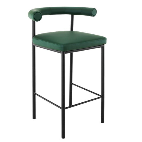 Sarantino Cedric Bar Stool W/ High Density Foam Upholstered In Pu Leather Sturdy Iron Frame Green Benches Bar Stools