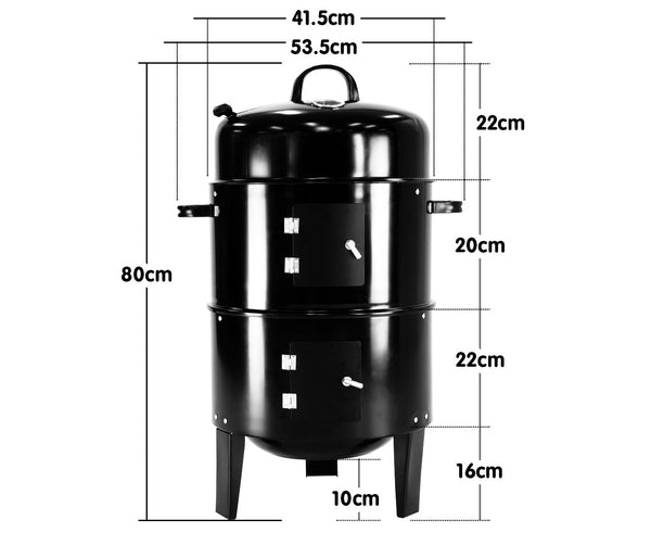 Wallaroo Charcoal Bbq Smoker Three In One Outdoor Barbecue Grill Home And Garden Barbecues Grills & Smokers
