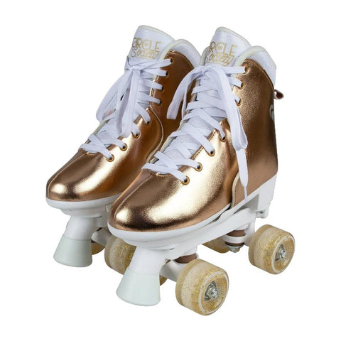 Circle Society Quad Kids In Metallic Rose Gold Roller Skates