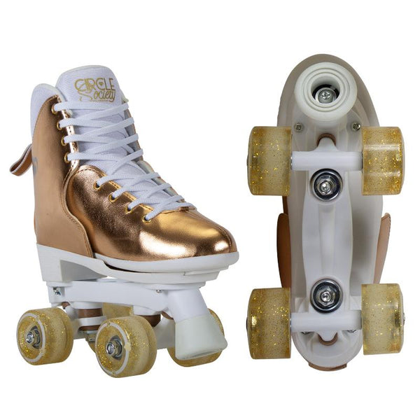 Circle Society Quad Kids In Metallic Rose Gold Roller Skates