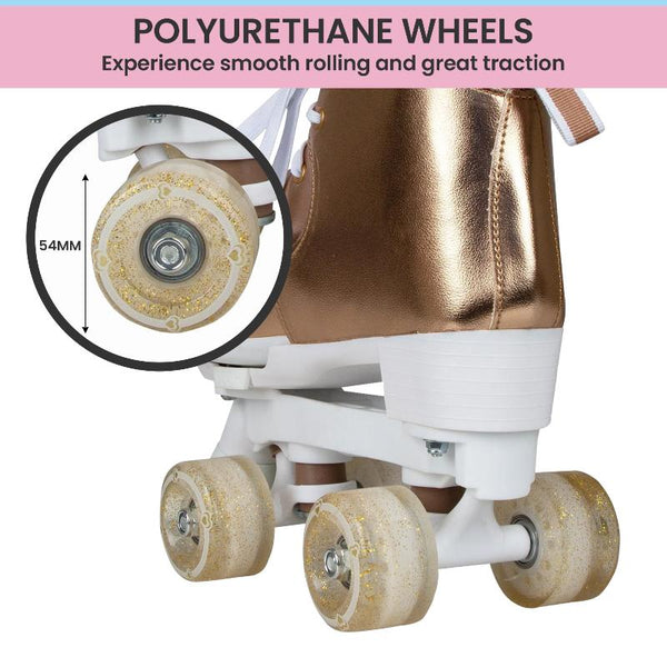 Circle Society Quad Kids In Metallic Rose Gold Roller Skates