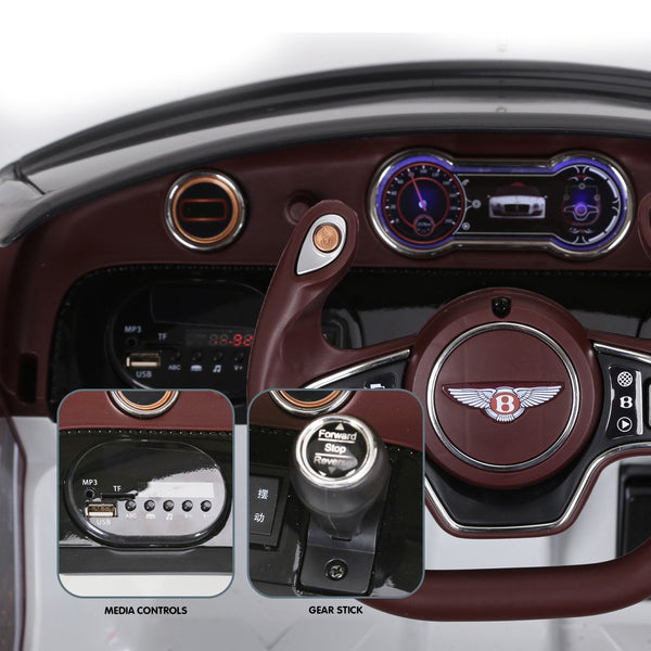 Bentley Exp 12 Speed 6E Licensed Kids Ride On Electric Car Remote Control White Kids Ride On Toys