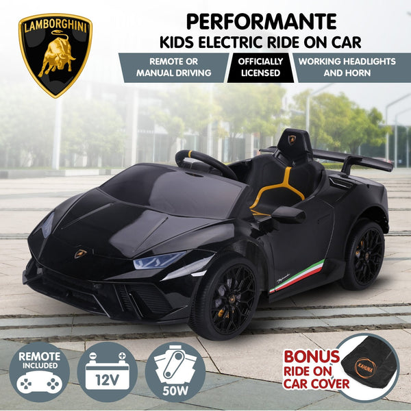 Kahuna Lamborghini Performante Kids Electric Ride On Car Remote Control Black Kids Ride On Toys