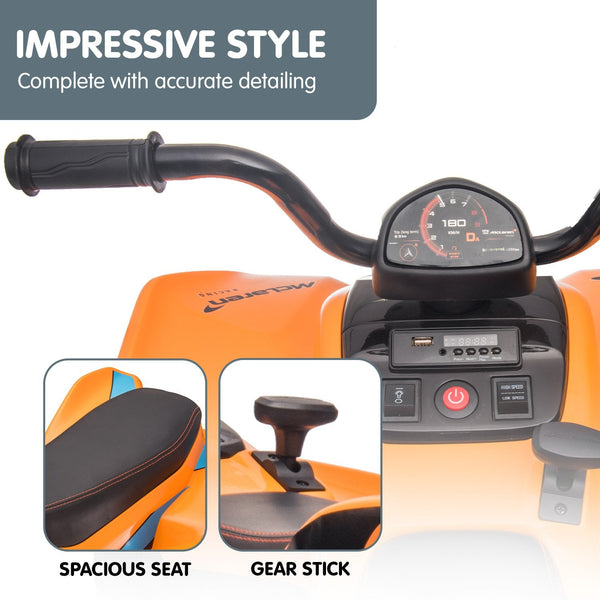 Kahuna Licensed Mcl35 Mclaren Kids Toy Ride On Electric Quad Bike Orange Kids Ride On Toys