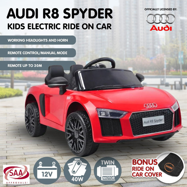 R8 Spyder Audi Licensed Kids Electric Ride On Car Remote Control Red Kids Ride On Toys