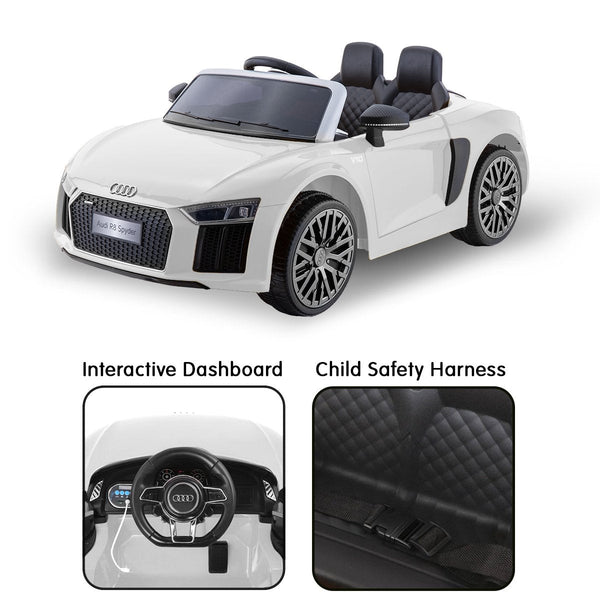 R8 Spyder Audi Licensed Kids Electric Ride On Car Remote Control White Kids Ride On Toys