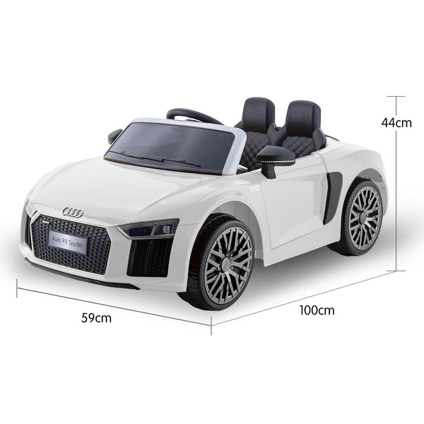 R8 Spyder Audi Licensed Kids Electric Ride On Car Remote Control White Kids Ride On Toys