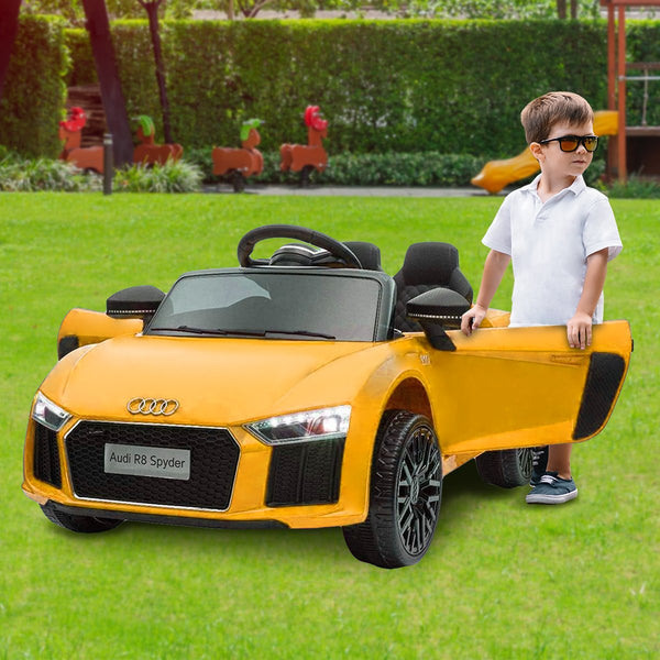 R8 Spyder Audi Licensed Kids Electric Ride On Car Remote Control Yellow Kids Ride On Toys