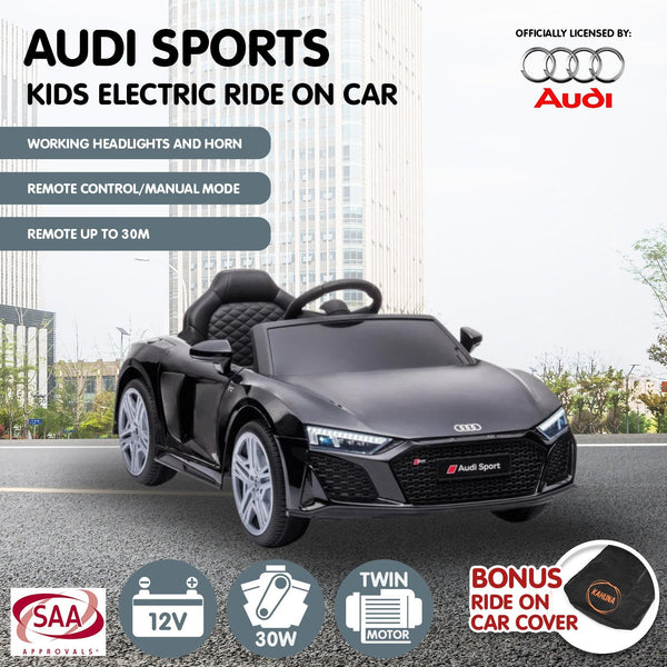 Kahuna Audi Sport Licensed Kids Electric Ride On Car Remote Control Black Kids Ride On Toys