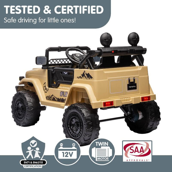 Kahuna Authorised Toyota Fj Cruiser Kids Electric Ride On Car Khaki Kids Ride On Toys