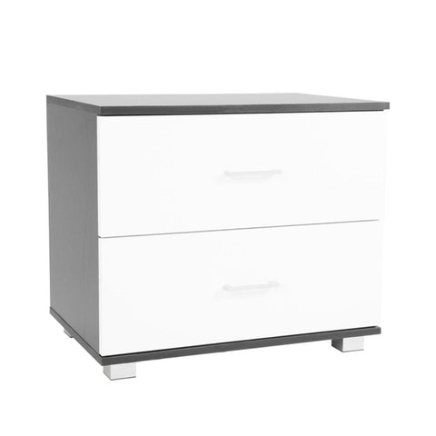 Sarantino Bedside Table Cabinet Storage Chest 2 Drawers Lamp Side Nightstand White Black Bedside Tables