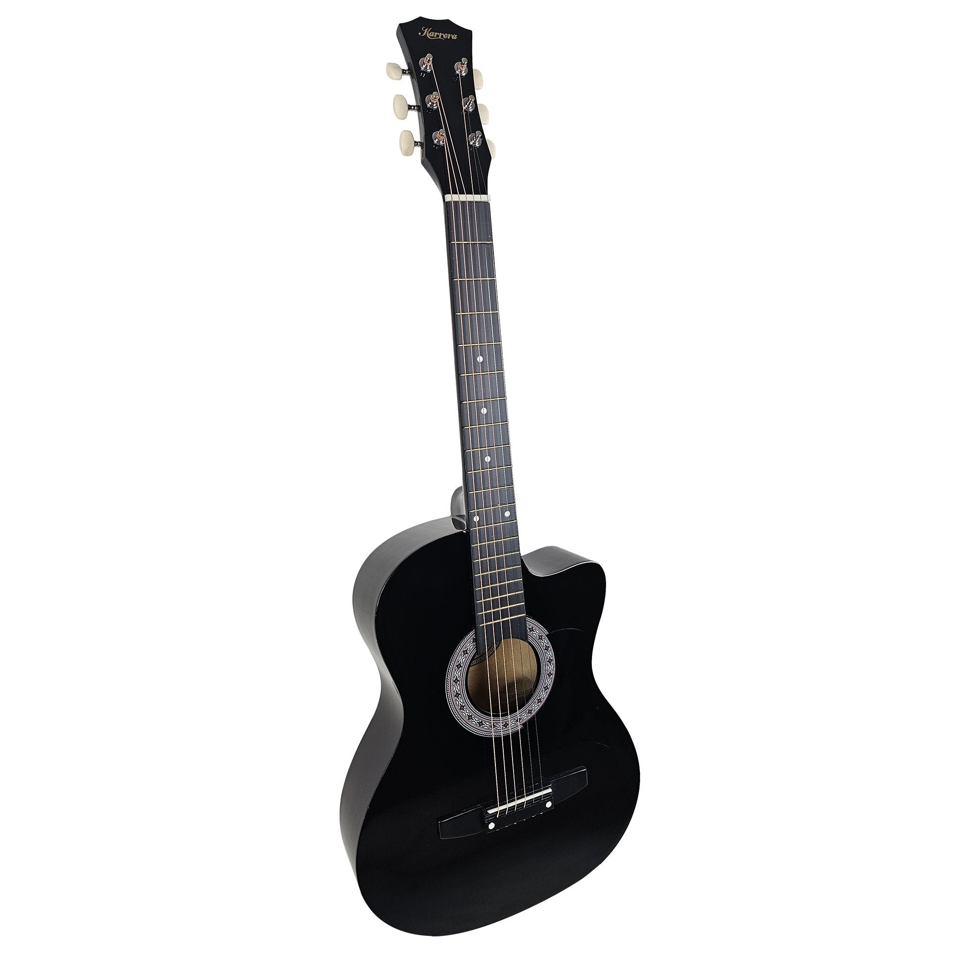 Karrera 38In Cutaway Acoustic Guitar With Bag Black Acoustic Guitars