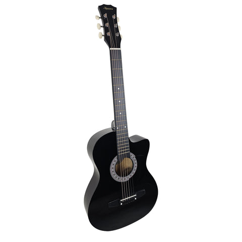 Karrera 38In Cutaway Acoustic Guitar With Bag Black Acoustic Guitars