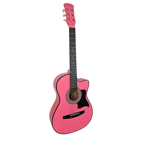 Karrera 38In Cutaway Acoustic Guitar With Bag Pink Acoustic Guitars