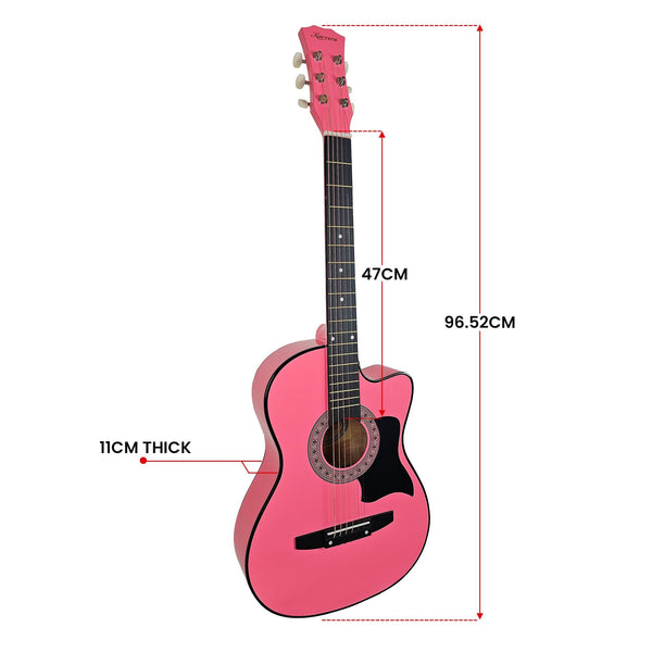 Karrera 38In Cutaway Acoustic Guitar With Bag Pink Acoustic Guitars