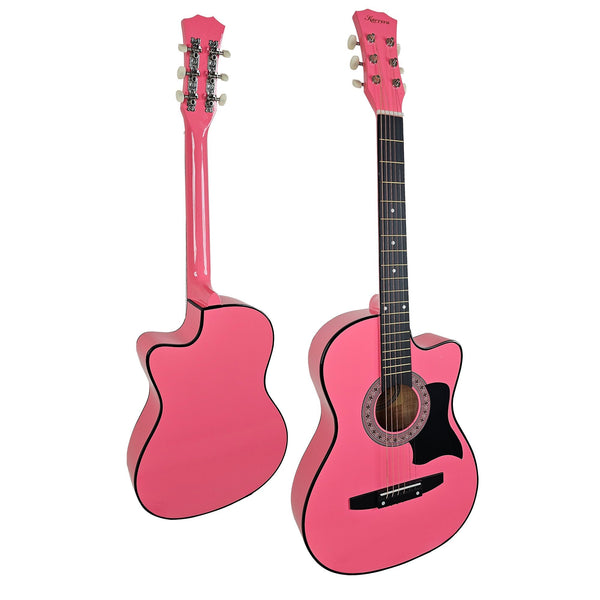 Karrera 38In Cutaway Acoustic Guitar With Bag Pink Acoustic Guitars